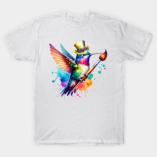 Hummingbird with Paintbrush and Tophat T-Shirt